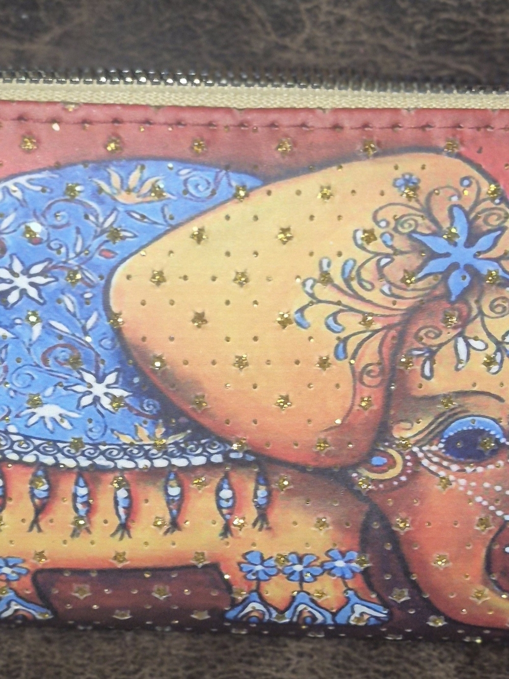 Blue and Gold Elephant Wallet